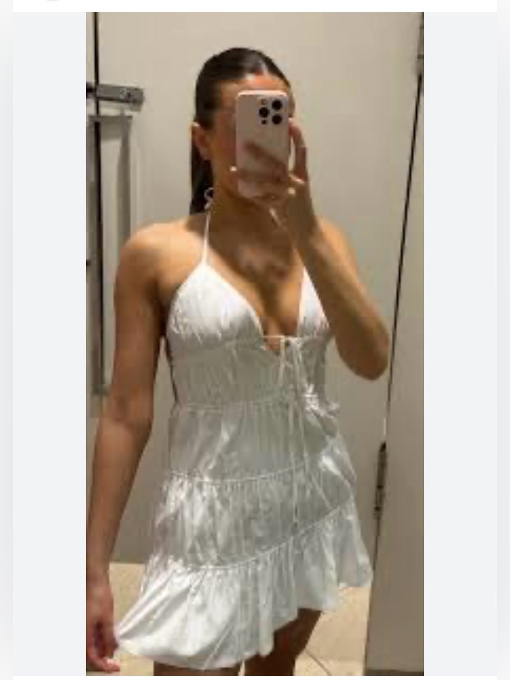 NEW White poplin dress with halter neckline and ruffles from Zara, size XL